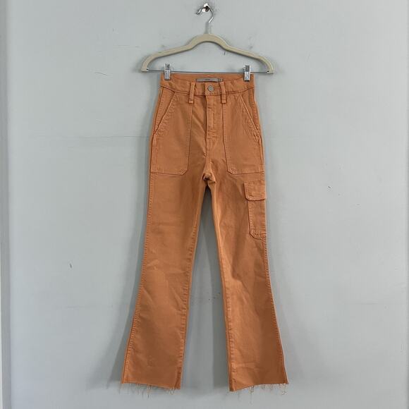 NWT Hudson Utility Faye Ultra High Rise Clay Orange Bootcut Crop Pants - Picture 1 of 6